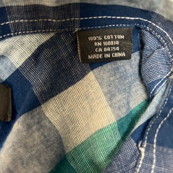 Ben Sherman Blue / Green Plaid Button Down Short Sleeve Shirt - Picture 6 of 10